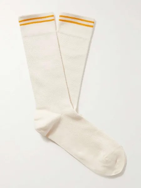 Носки с сотовой вязкой в полоску из смесового хлопка Mr P., экрю