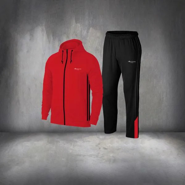 Мужской Красный тренировочный костюм из дышащей ткани, простой удобный тренировочный костюм на молнии, полный комплект