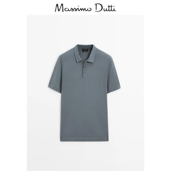 Рубашка-поло мужская Massimo Dutti с короткими рукавами, синий