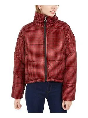 Женская красная зимняя куртка-пуховик в клетку CELEBRITY PINK с карманами, пальто для юниоров M