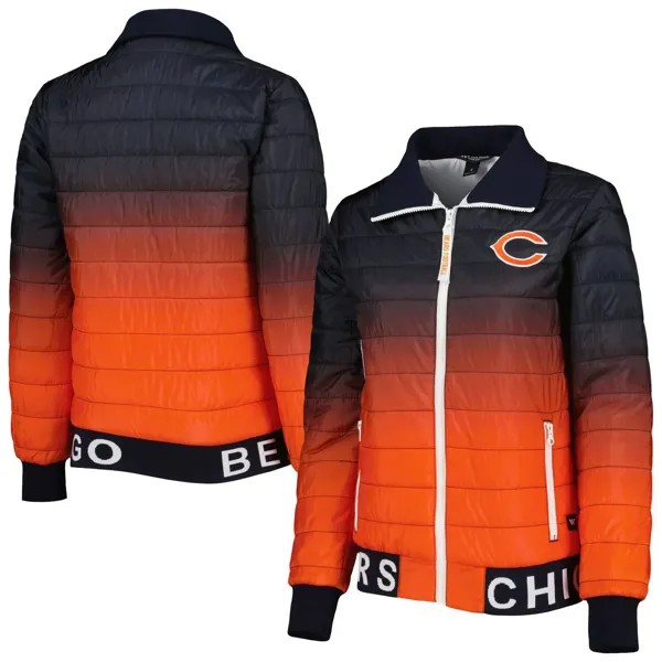 Женская куртка-пуховик с молнией во всю длину темно-синего/оранжевого цвета Chicago Bears The Wild Collective
