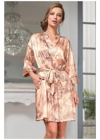 Mia&Mia Коротенький шелковый халат-кимоно Letual, персиковый, L-XL
