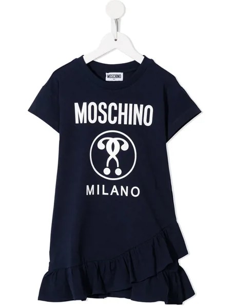 Moschino Kids платье с оборками и логотипом