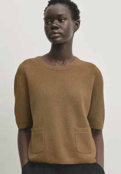 Базовая футболка Short Sleeve With Pockets Massimo Dutti, цвет camel