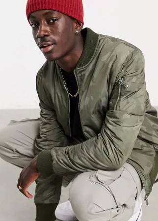 Oversized-бомбер с камуфляжным принтом ASOS DESIGN-Зеленый