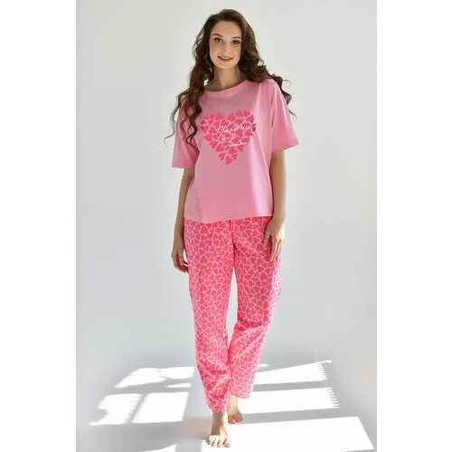 Пижама  Оптима Трикотаж, размер 54, розовый
