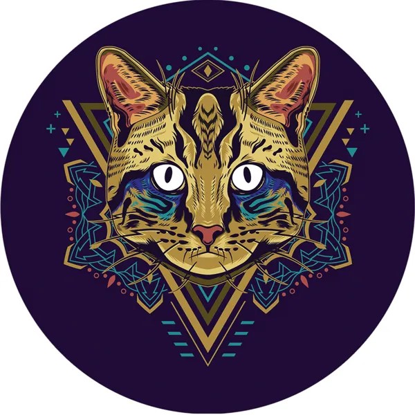 Парео женское JoyArty Волшебный кот фиолетовое, 150x150 см