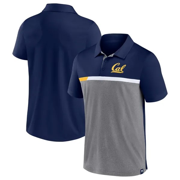 Мужская брендовая футболка-поло с цветными блоками темно-синего/песочного цвета с принтом Cal Bears Fanatics