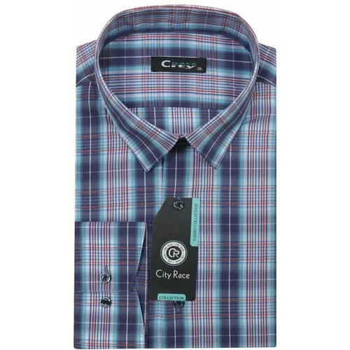 Рубашка  Мужская рубашка длинный рукав, хлопковая, приталенная SLIM FIT, размер 40 L, разноцветный