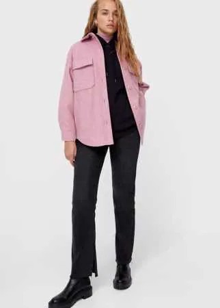 Stradivarius Куртка-Рубашка Из Плотного Трикотажа Приглушенно-Розовый Xs