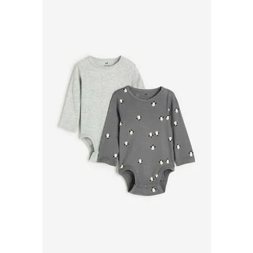 Боди H&M, комплект из 2 шт., размер 74, серый