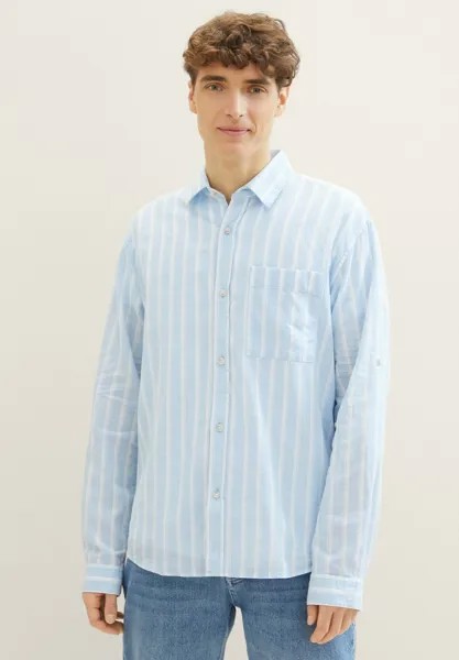 Рубашка RELAXED TOM TAILOR DENIM, цвет soft powder blue stripe