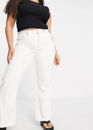 Белые расклешенные джинсы с завышенной талией Lost Ink Plus-Белый