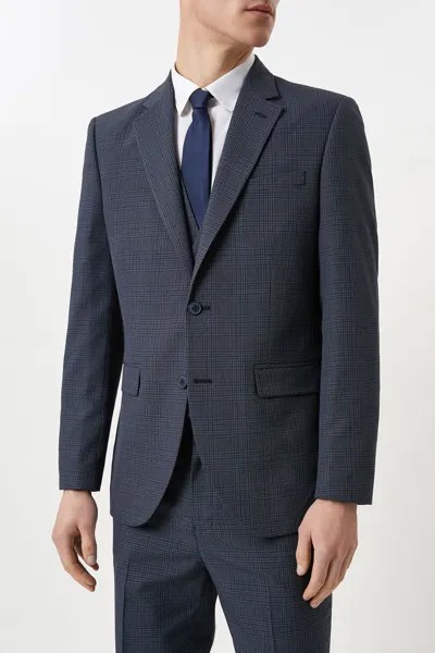 Темно-синий пиджак Tailor Fit Overcheck Burton, темно-синий