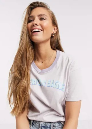 Футболка лавандового цвета с логотипом American Eagle-Фиолетовый