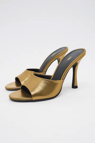 Мюли женские ZARA 11326110 золотистые 38 RU (доставка из-за рубежа)
