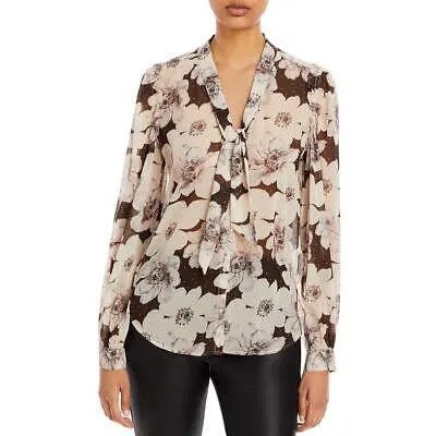 Женская блузка на пуговицах черного цвета слоновой кости с прозрачным цветочным принтом XS BHFO 0340