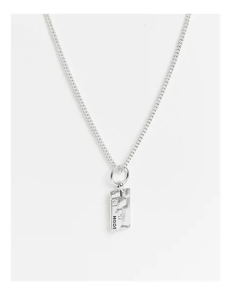 Серебристое ожерелье с прямоугольной подвеской Icon Brand-Серебристый