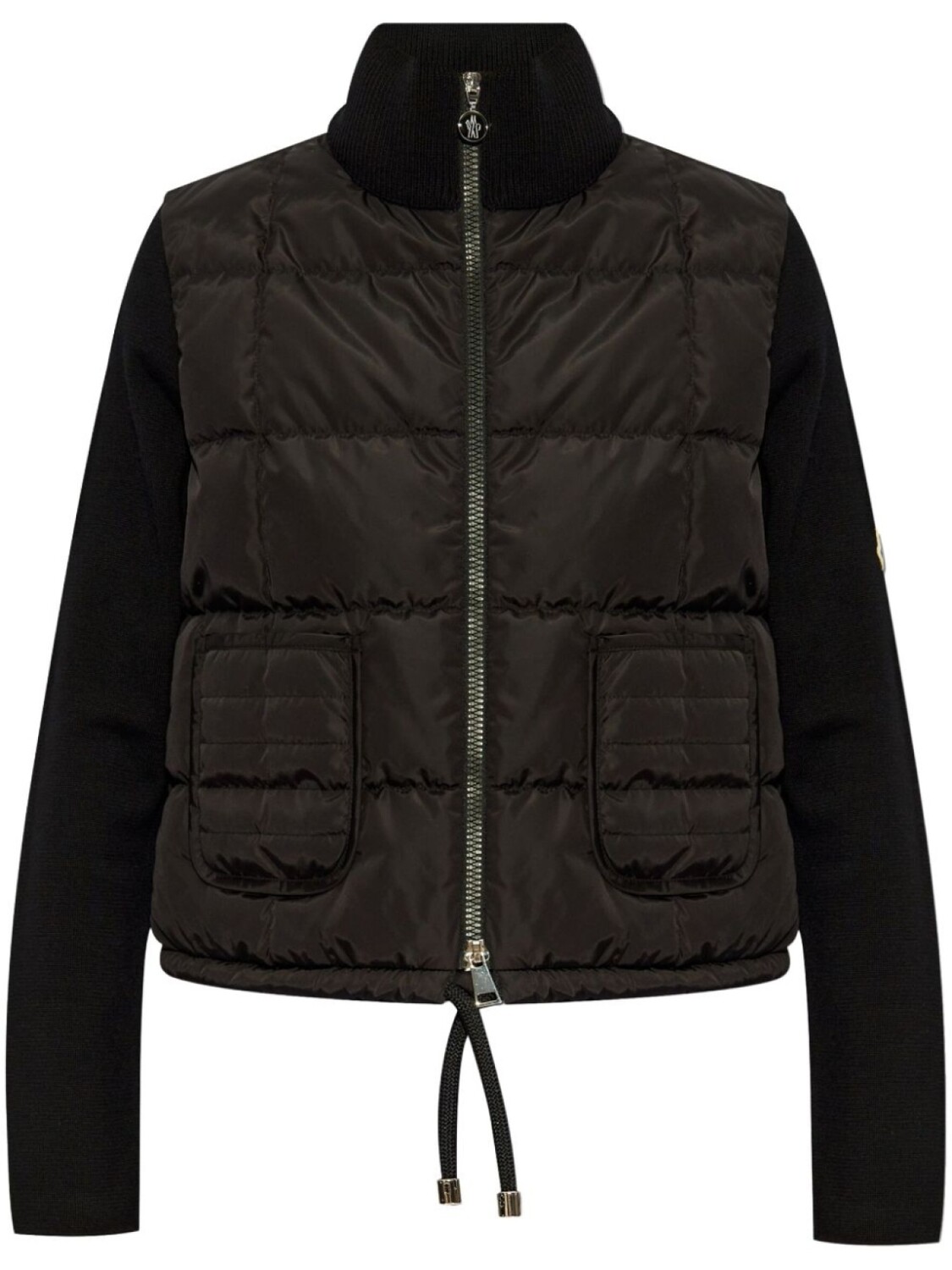 Moncler куртка-стёганая с логотипом-аппликацией, черный