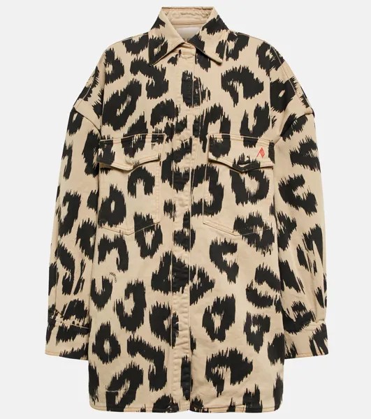 Джинсовая куртка-рубашка с леопардовым принтом THE ATTICO, коричневый