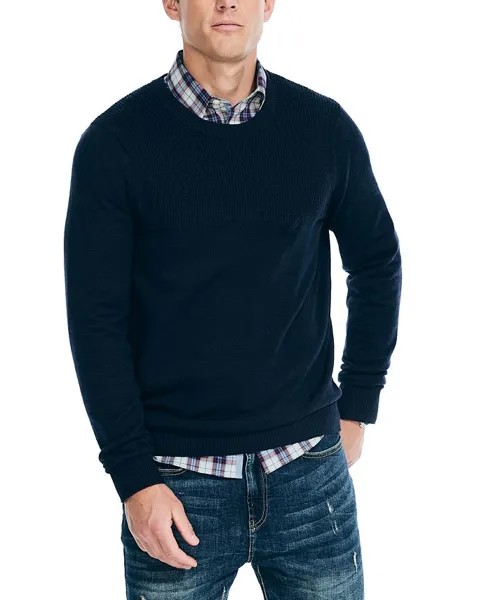 Мужской текстурированный свитер с круглым вырезом Nautica, цвет Navy Seas