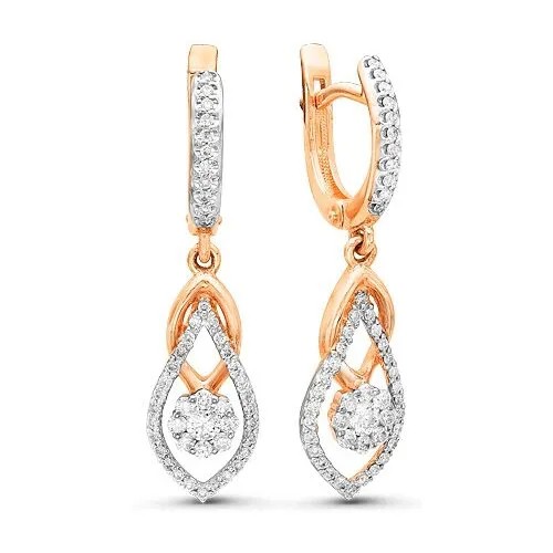 Серьги Бриллианты Костромы, золото, 585 проба, бриллиант
