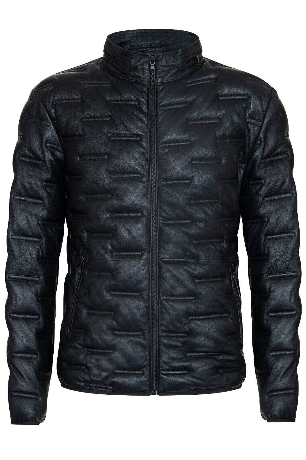 Стеганый кожаный бомбер Puffer - Ресифи Infinity Leather, черный