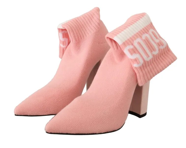 GCDS Shoes Розовые замшевые носки с логотипом Ботильоны на блочном каблуке EU35/US4,5 Рекомендуемая розничная цена 500 долларов США