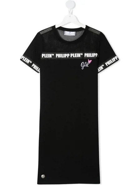 Philipp Plein Junior платье-футболка с сетчатой вставкой