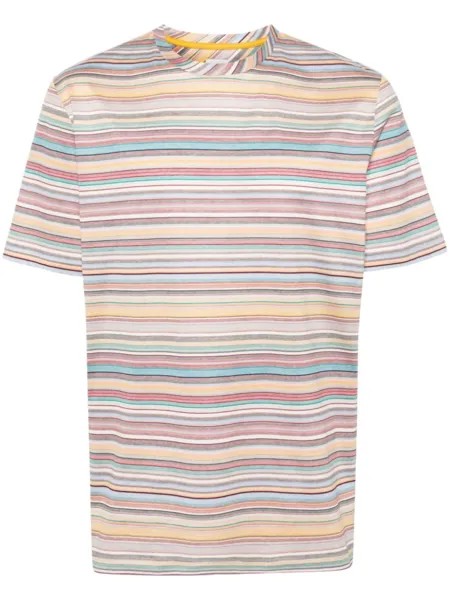 Paul Smith футболка из хлопка с радужным полосатым узором, желтый