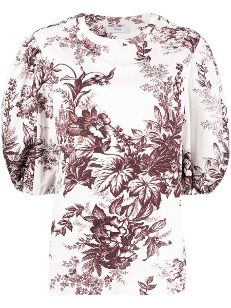Erdem блузка с цветочным принтом и объемными рукавами