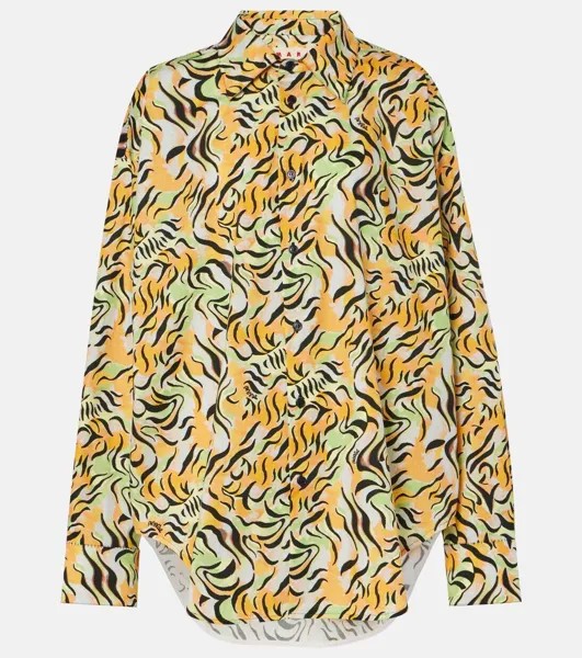 Рубашка из хлопка с принтом Marni, цвет light orange