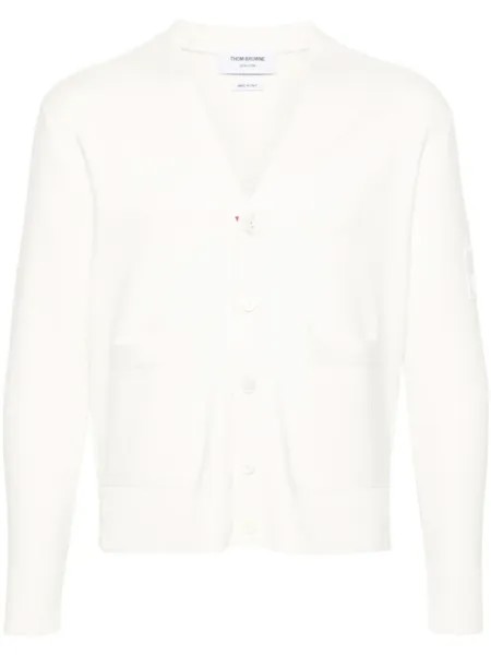 Thom Browne кардиган с нашивкой-логотипом, белый
