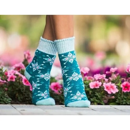 Носки Бабушкины носки, размер 38-40, зеленый, белый, бирюзовый, голубой