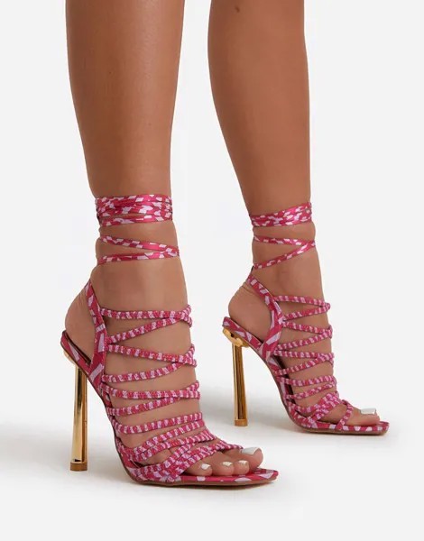 Розовые босоножки на каблуке с ремешками Ego Ari-Розовый цвет