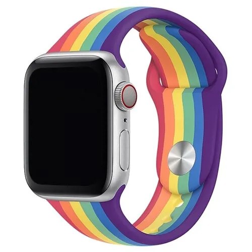Ремешок для Apple Watch 42/44/45 mm силиконовый, цвета радуги