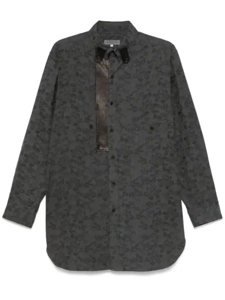 Yohji Yamamoto жаккардовая рубашка с цветочным узором, синий