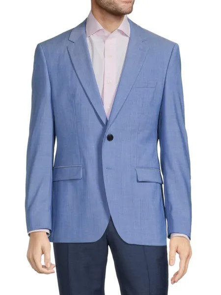 Текстурированный пиджак Jeffery стандартного кроя из натуральной шерсти Hugo Boss, синий
