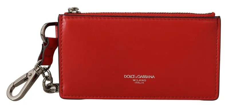 Брелок DOLCE - GABBANA, красный кожаный кошелек, серебряное кольцо, брелок для мужчин, рекомендуемая розничная цена 350 долларов США
