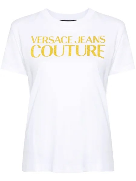 Versace Jeans Couture футболка с блестками и логотипом, белый
