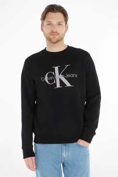 Черный свитер Monologo с круглым вырезом Calvin Klein, черный