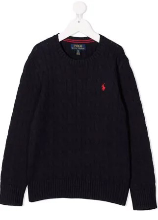 Ralph Lauren Kids джемпер фактурной вязки с вышитым логотипом