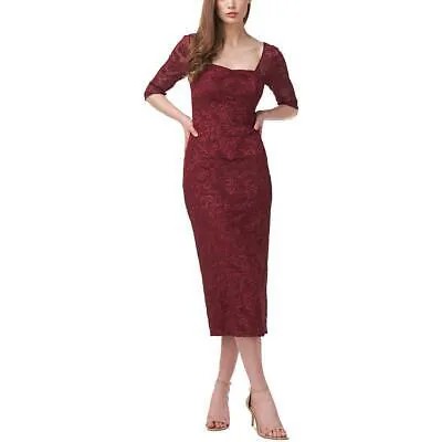 JS Collections Женское красное кружевное коктейльное платье миди с вышивкой 8 BHFO 8495