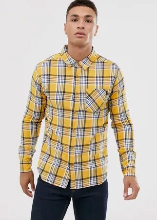 Приталенная рубашка в клетку с карманом Soul Star-Желтый