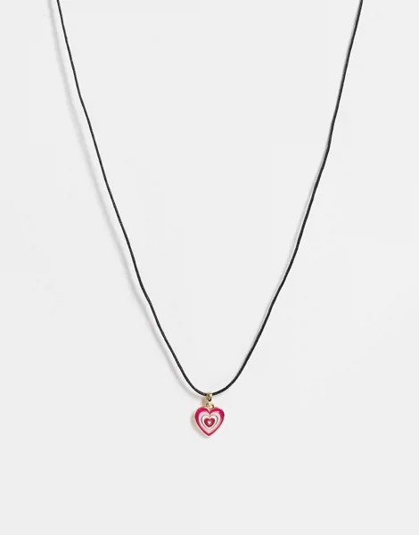 Ожерелье из шнурка с подвеской в виде сердца ASOS DESIGN-Разноцветный