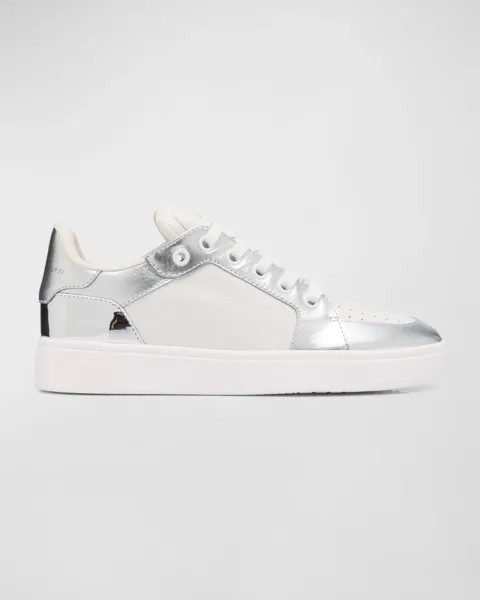 Мужские кожаные низкие кеды с металлизированной отделкой Giuseppe Zanotti, цвет Whtsilv