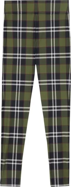 Леггинсы Burberry Tully Check Leggings 'Dark Olive', зеленый