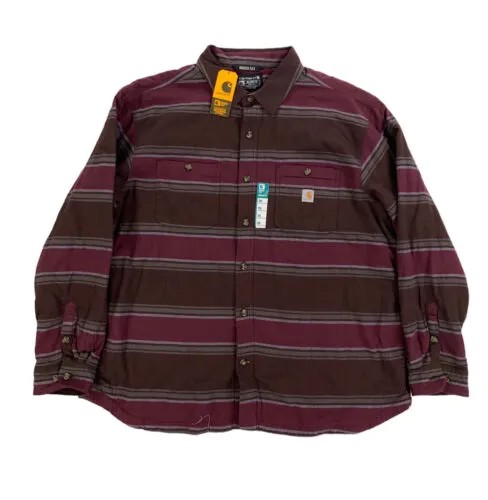 НОВАЯ мужская фланелевая флисовая рубашка Carhartt Rugged Flex Relaxed Fit, размер 2XL