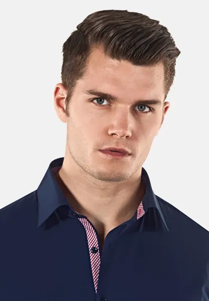 Классическая рубашка Super Fitted Stretch Vincenzo Boretti, Dunkelblau Weinrot