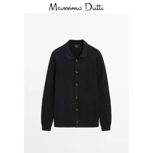 Свитер мужской Massimo Dutti 2024 хлопковый, черный
